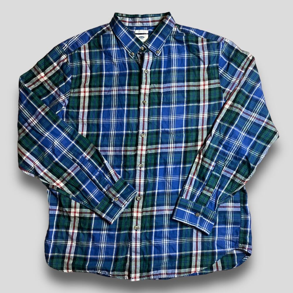 OLD NAVY BUTTON DOWN 100 COTTON PLAID FALL 90s PREPPY WESTERN VIBES SIZE XL